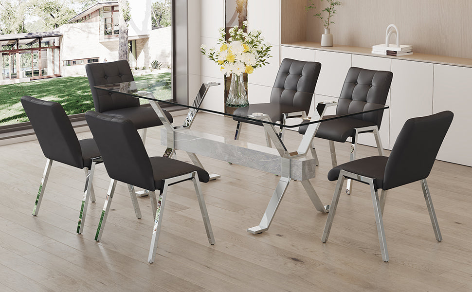Nicolette 6-Piece Dining Table (black chairs)