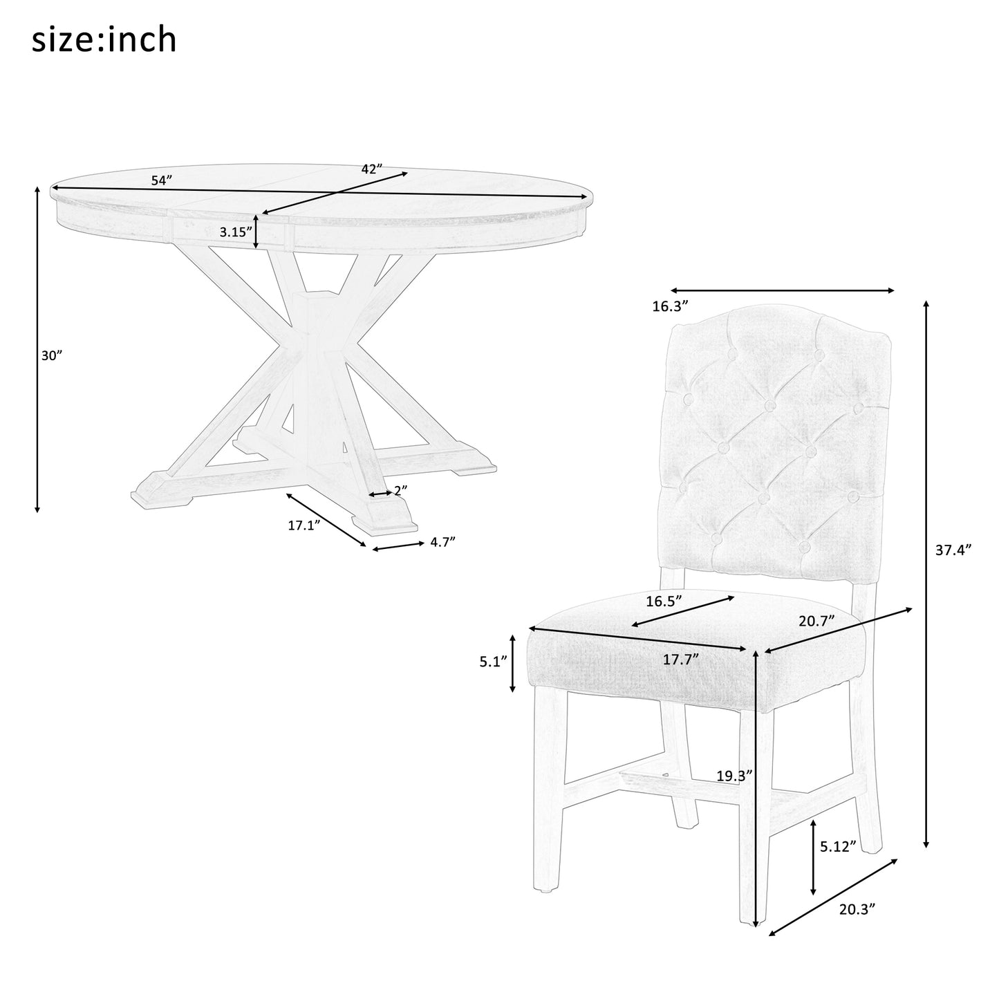 Ashley 5 Piece Dining Table Set (natural)