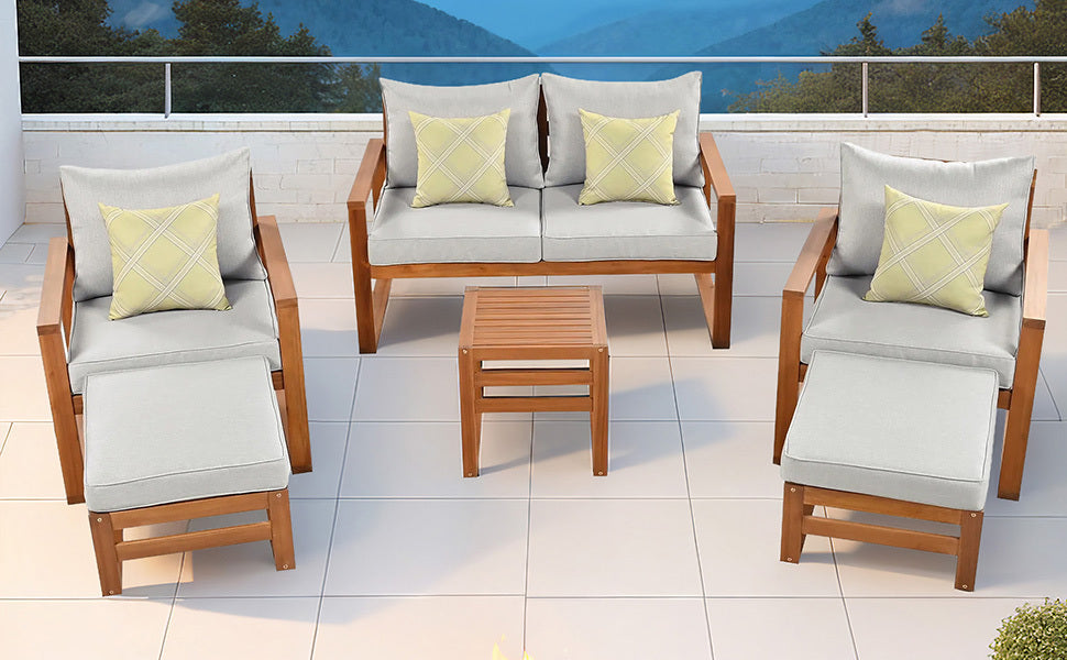 Outdoor Wood 6 Piece Conversation Set