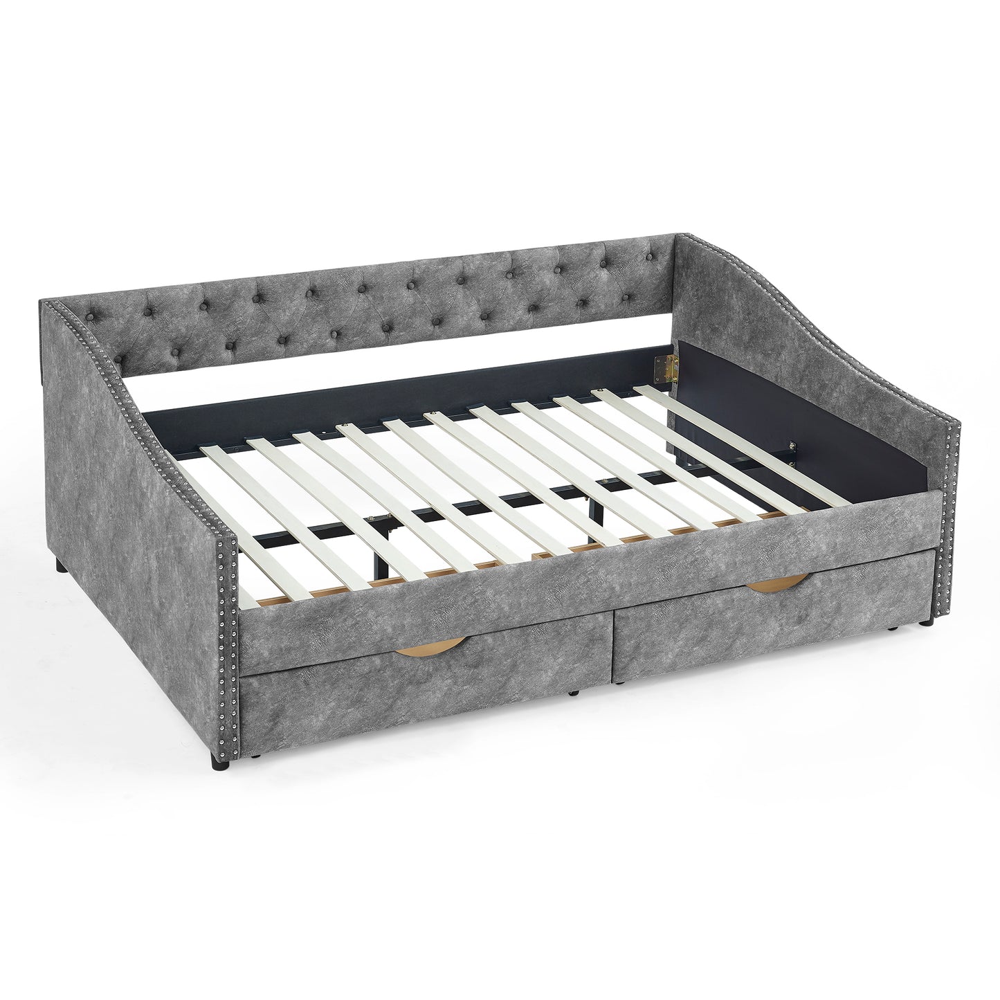 Button Dark Gray Daybed with Drawers (Full)