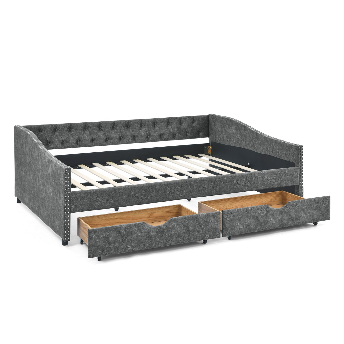 Button Dark Gray Daybed with Drawers (queen)