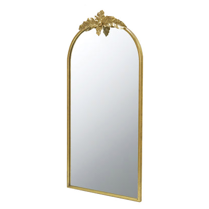 24"x42" Arched Wall Mirror with Gold Metal Leaf Frame
