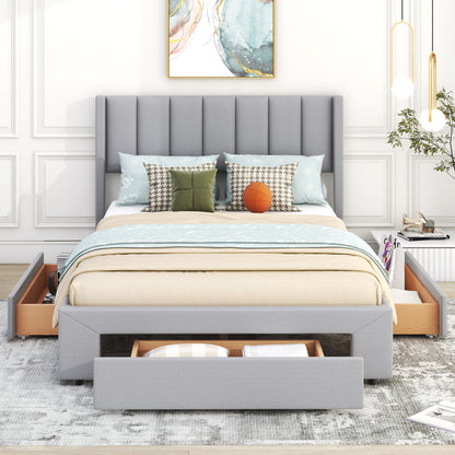 Lined Storage Full Bed (gray)