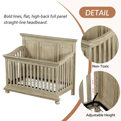 Farmhouse Style 4-in-1 Crib Stone Gray