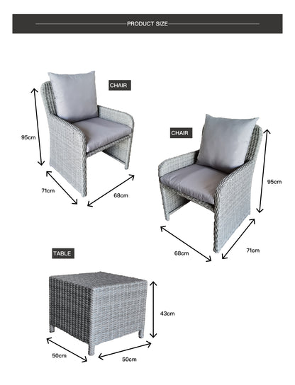 3 Piece Outdoor Seating Set (light gray)