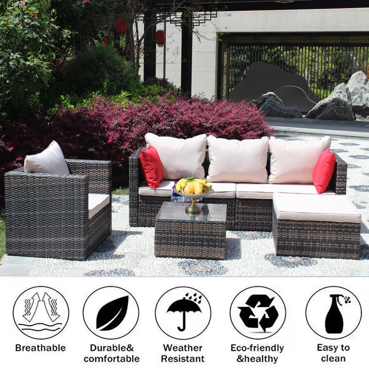 4 Piece Rattan Outdoor Seating Set