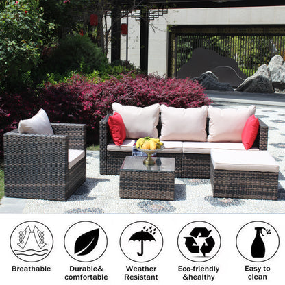 4 Piece Rattan Outdoor Seating Set