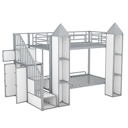 Castle Gray Twin over Twin Bunk Bed