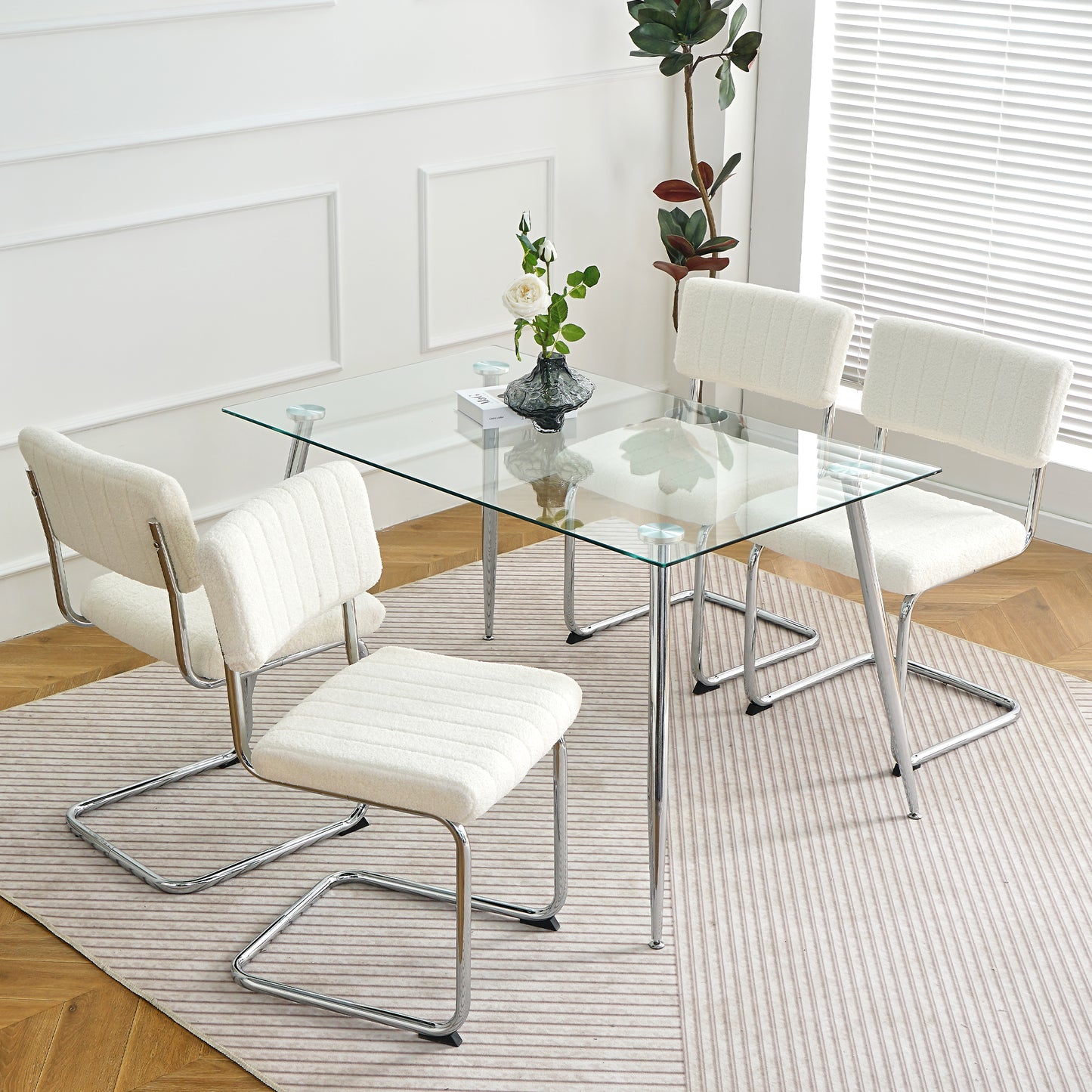 Modern Luxury Dining Chair Set of 4 (white/gray)