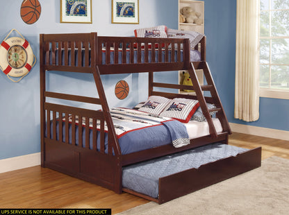 Twin/Full Bunk Bed w/ Twin Trundle (cherry)