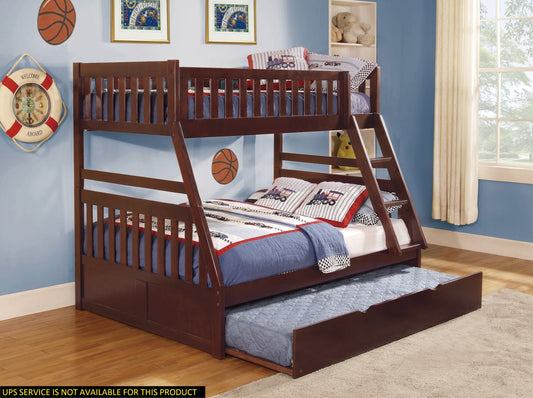 Twin/Full Bunk Bed w/ Twin Trundle (cherry)