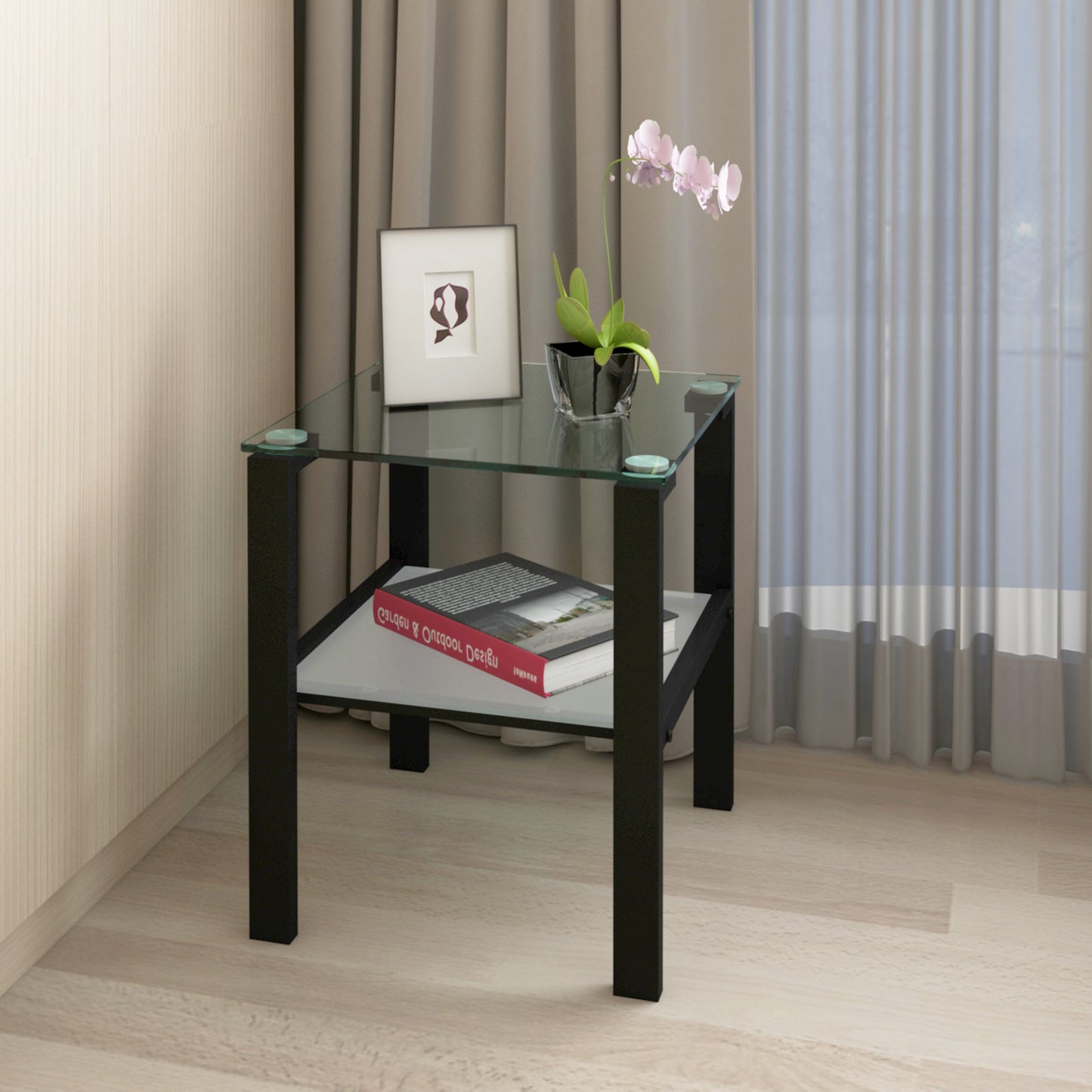 Glass Two Layer End Table