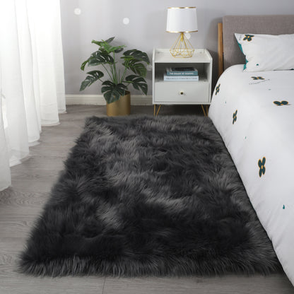 Ultra Soft Fluffy Faux Fur Area Rug 7X5 (gray)