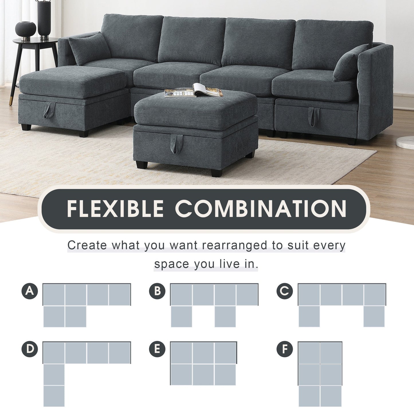 Chenille Modular Sectional Sofa