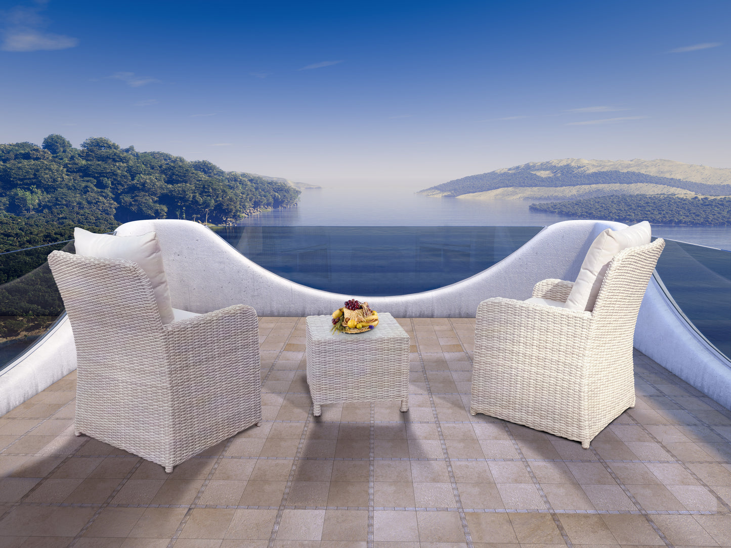 3 Piece Outdoor Seating Set (light gray)