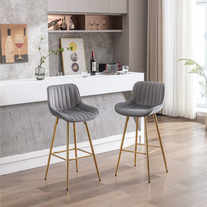 30" Set of 2 Bar Stools (gray/gold)