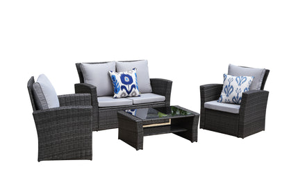 4-Pieces Outdoor Seating Set (gray)