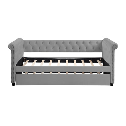 Button Gray Daybed with Trundle (twin/twin)