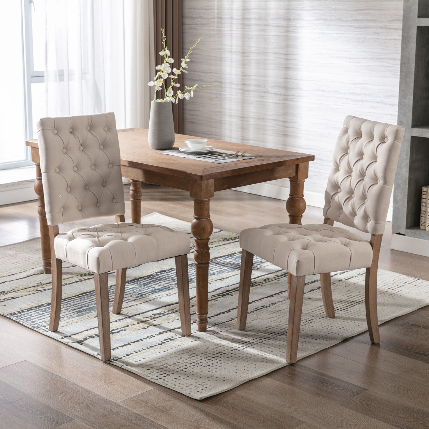 Buttoned Cream Dining Chair (set of 2)