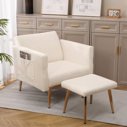 Sandra White Adjustable Accent Chair with Ottoman