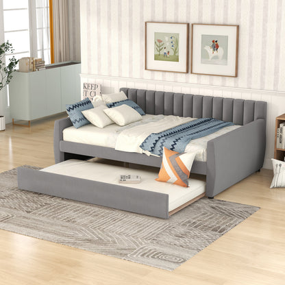 Vertical Lined Gray Daybed with Trundle (full)