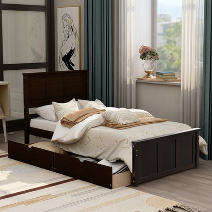 Espresso Twin Platform Storage Bed