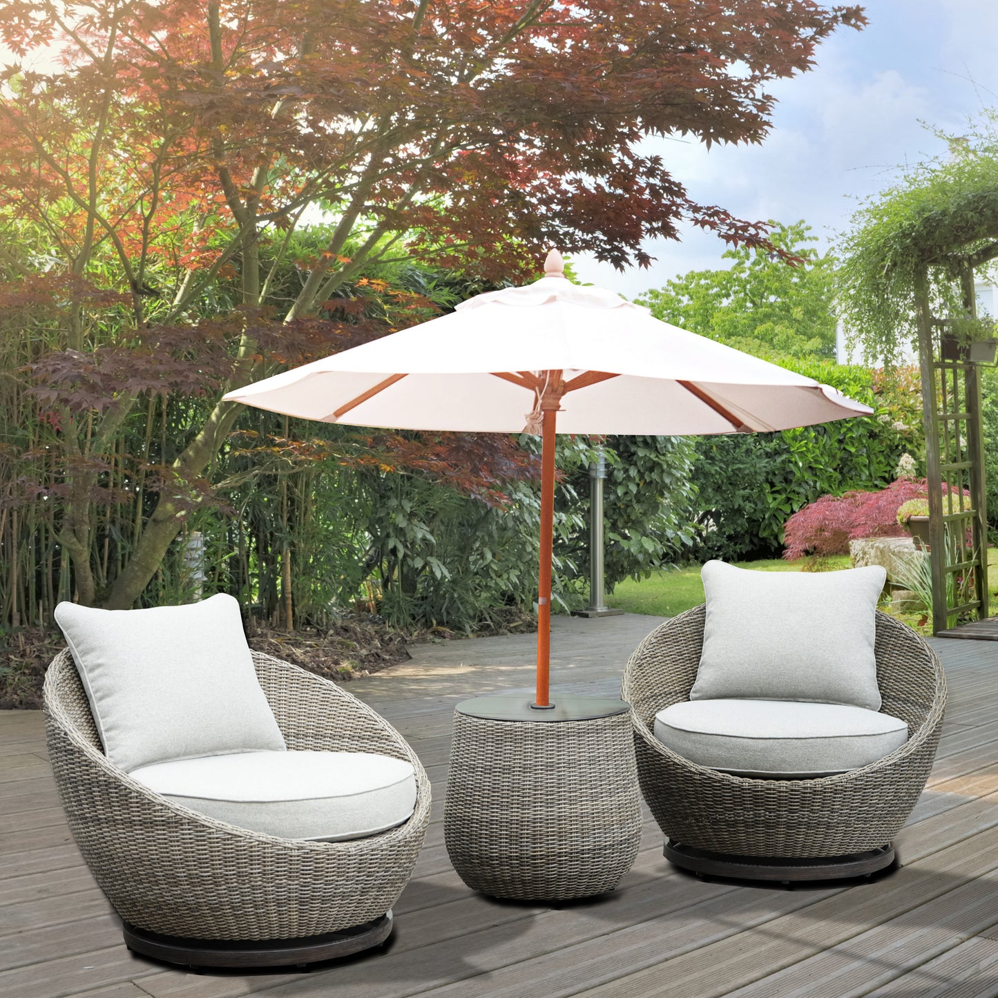 Cozy Swivel Woven Outdoor Set