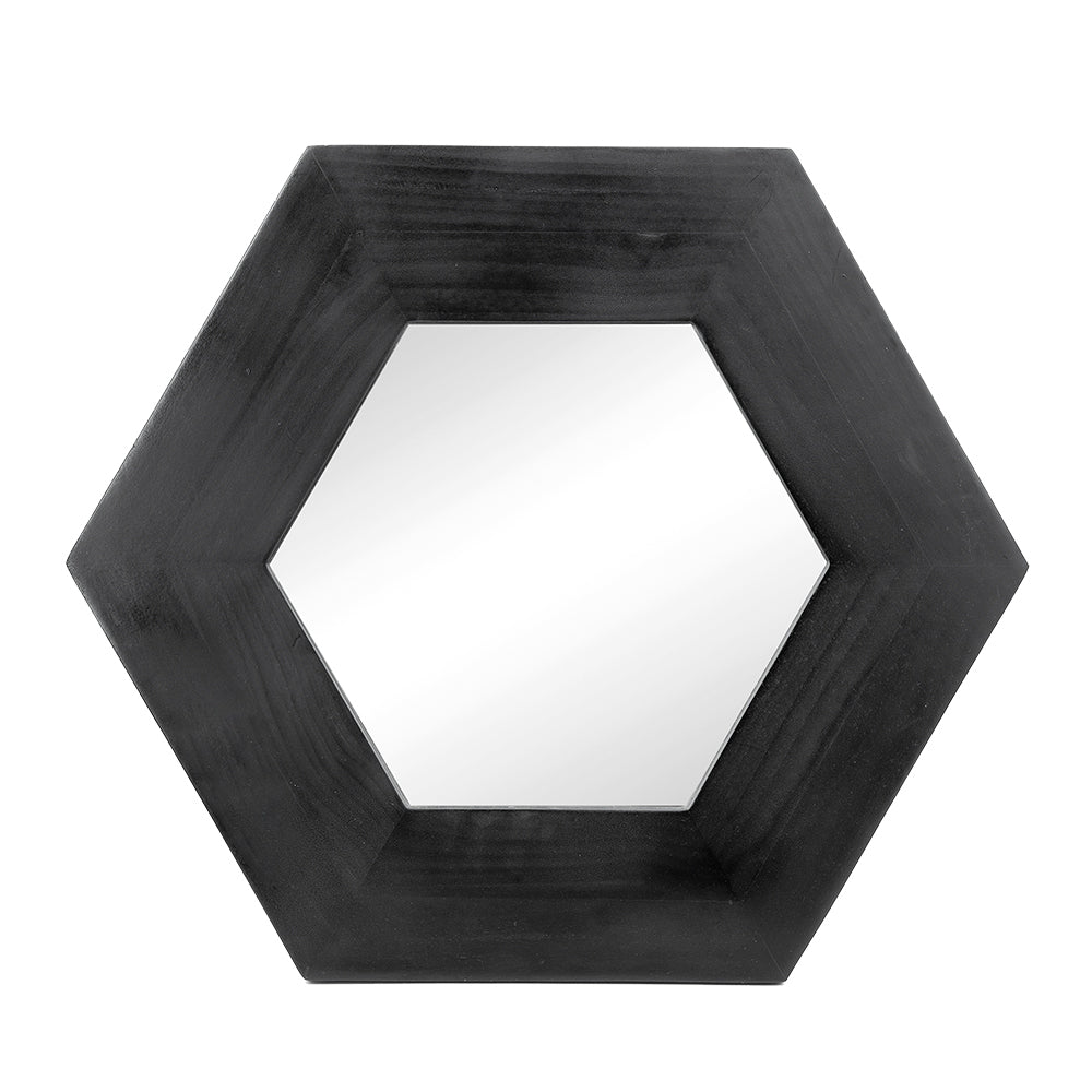 18.5" x 18.5" Hexagon Mirror with Black Wood Frame