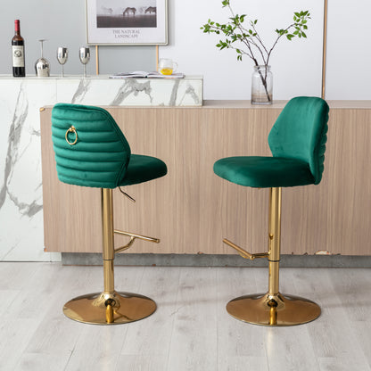 Rock Adjustable Bar Stool Set of 2 (green/gold)