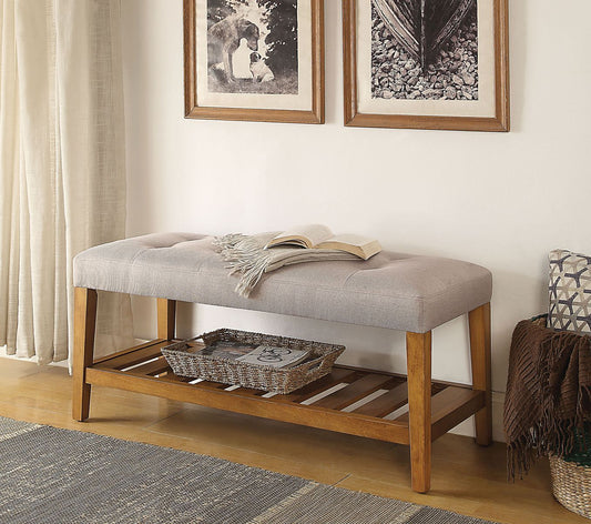 Charla Bench in Light Gray & Oak