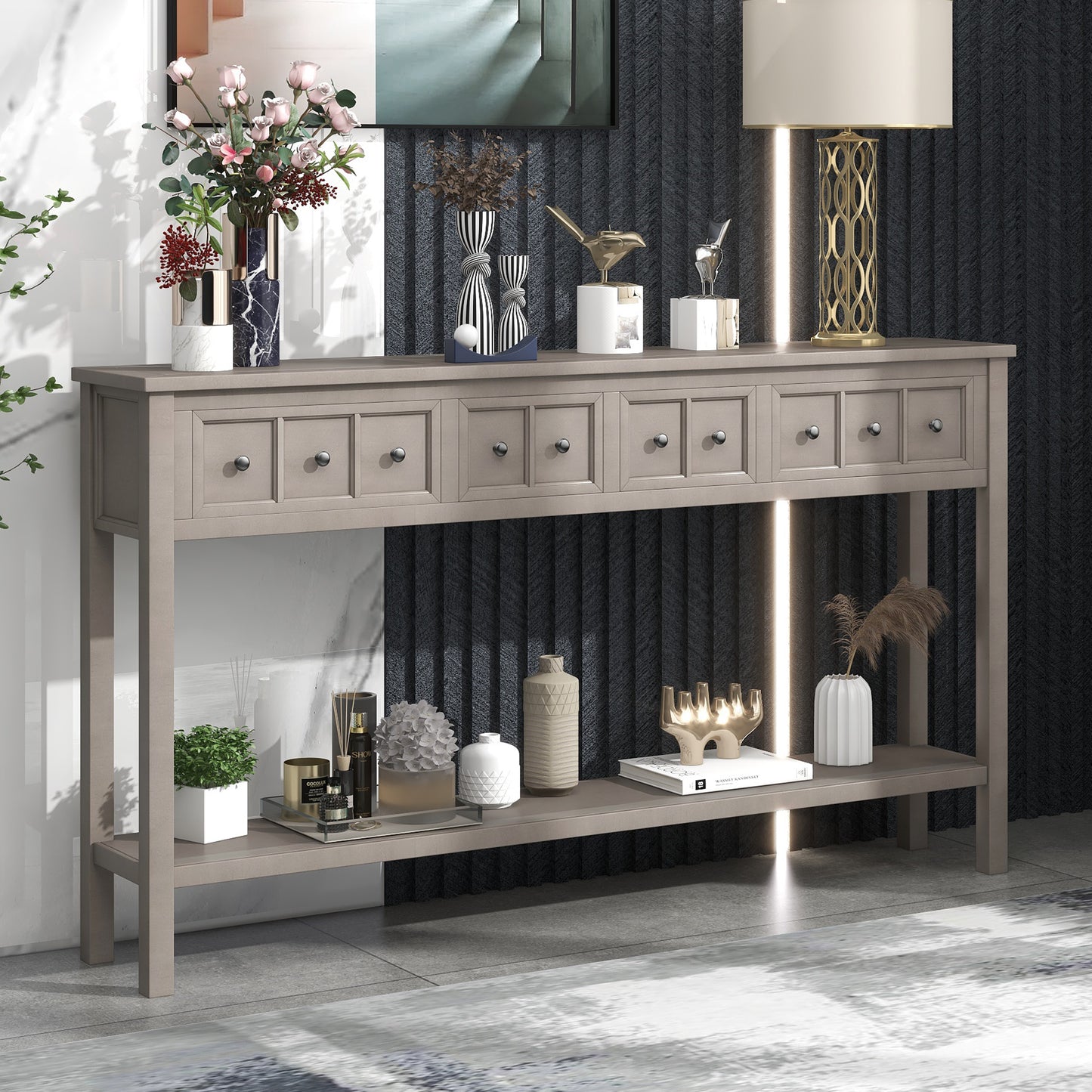 Timea Console Table (gray wash)