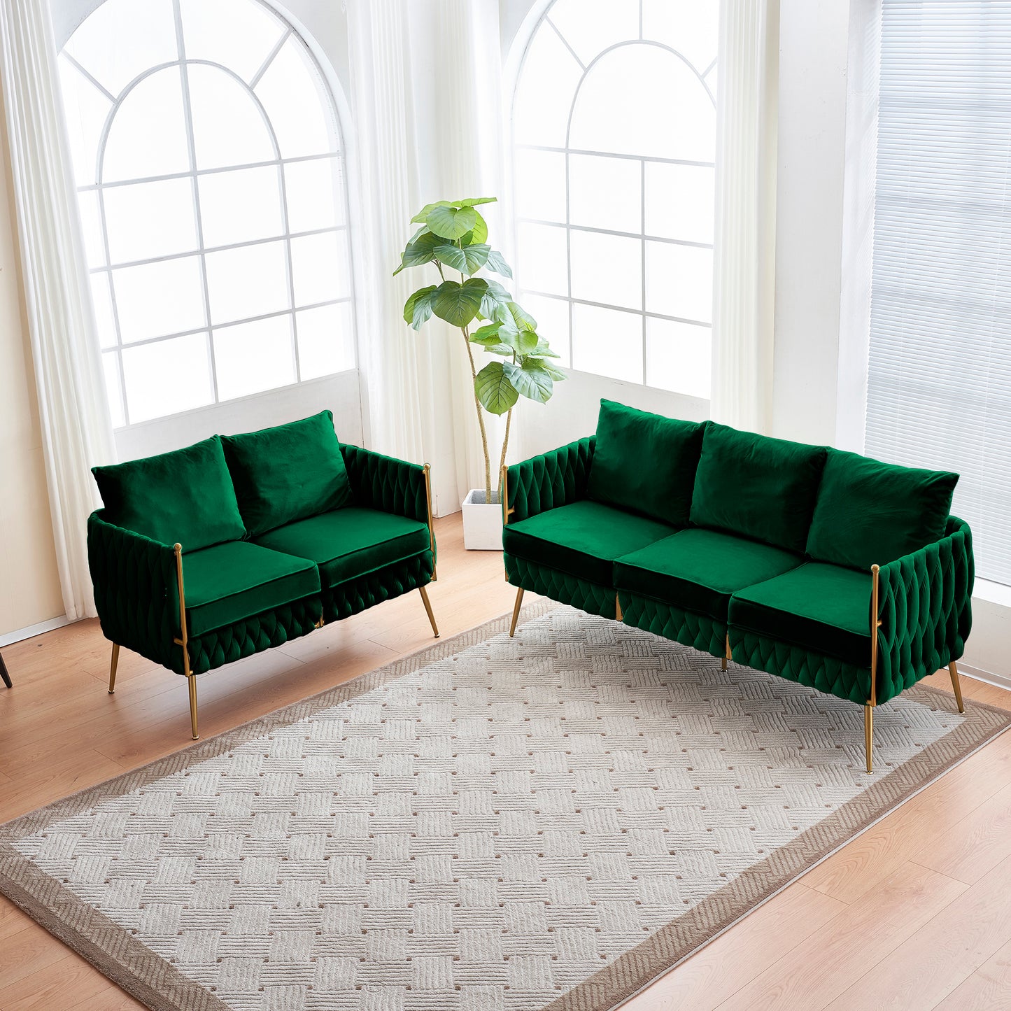 Denny Green Velvet 2 Piece Sofa and Love Seat