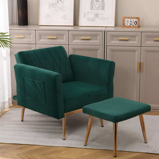 Sandra Green Adjustable Accent Chair with Ottoman