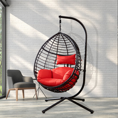 Red Swing Egg Chair With Stand