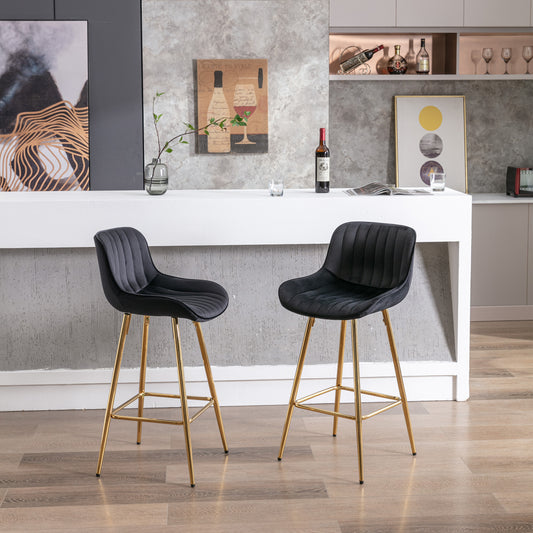 26" Set of 2 Bar Stools (black/gold)