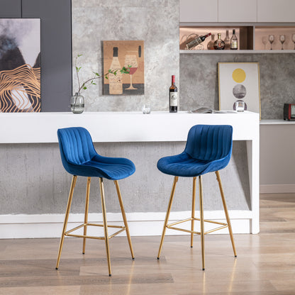 26" Set of 2 Bar Stools (blue/gold)