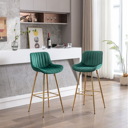 30" Set of 2 Bar Stools (green/gold)