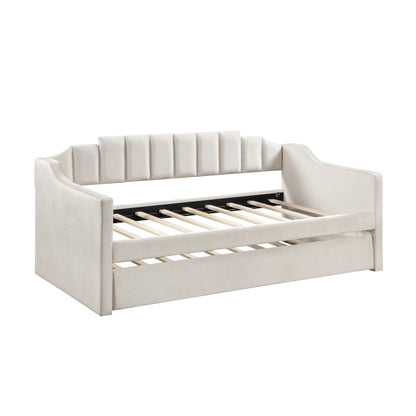 Velvet Beige Daybed with Trundle (twin)