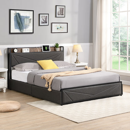 Lucia Storage Queen Bed (dark gray)