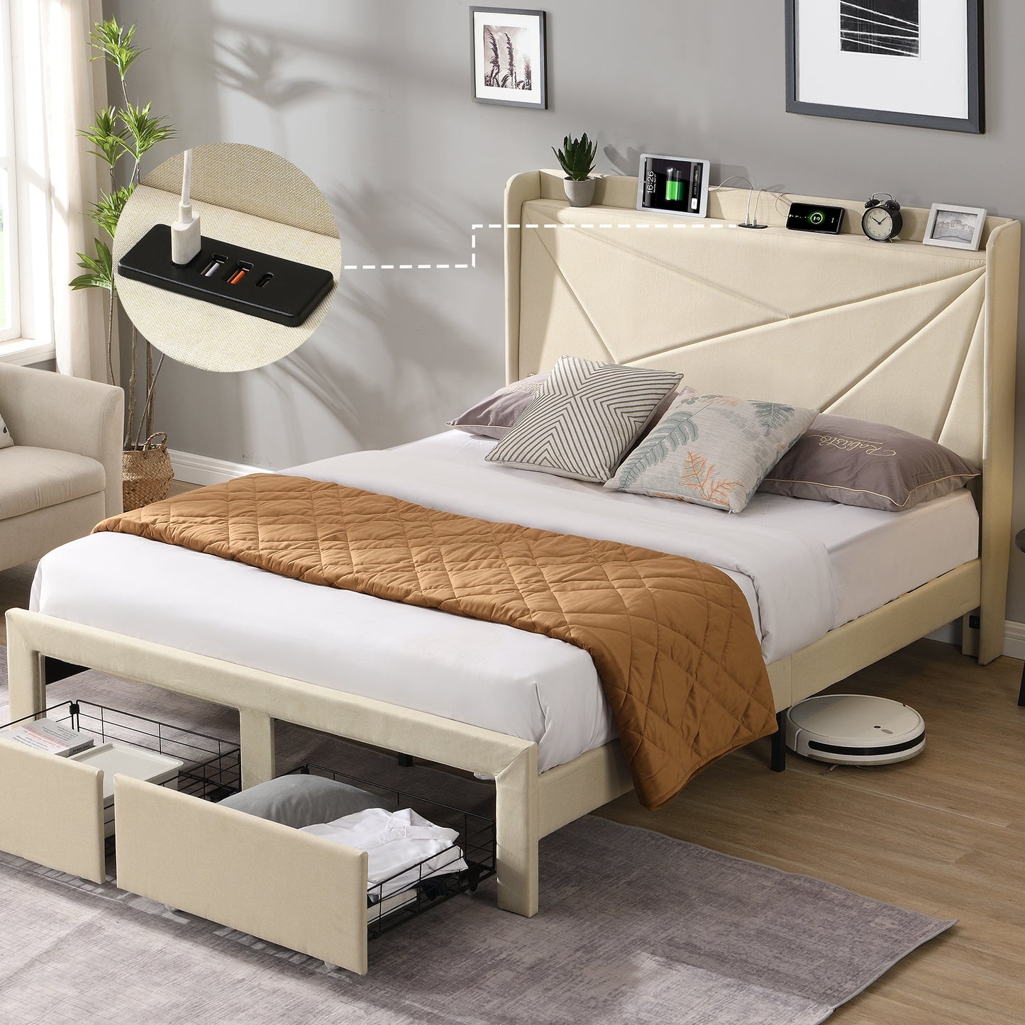 Noah Full Bed (beige)