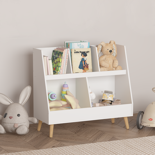 Kids Bookshelf 5 Cubbies (white)