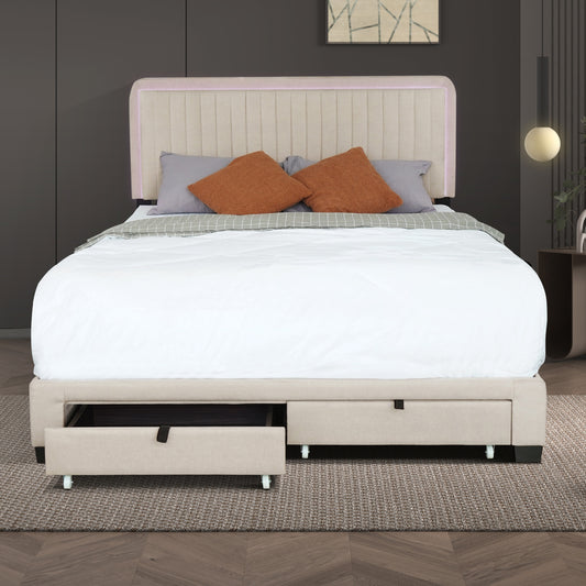 Vienna Beige Queen Size Bed