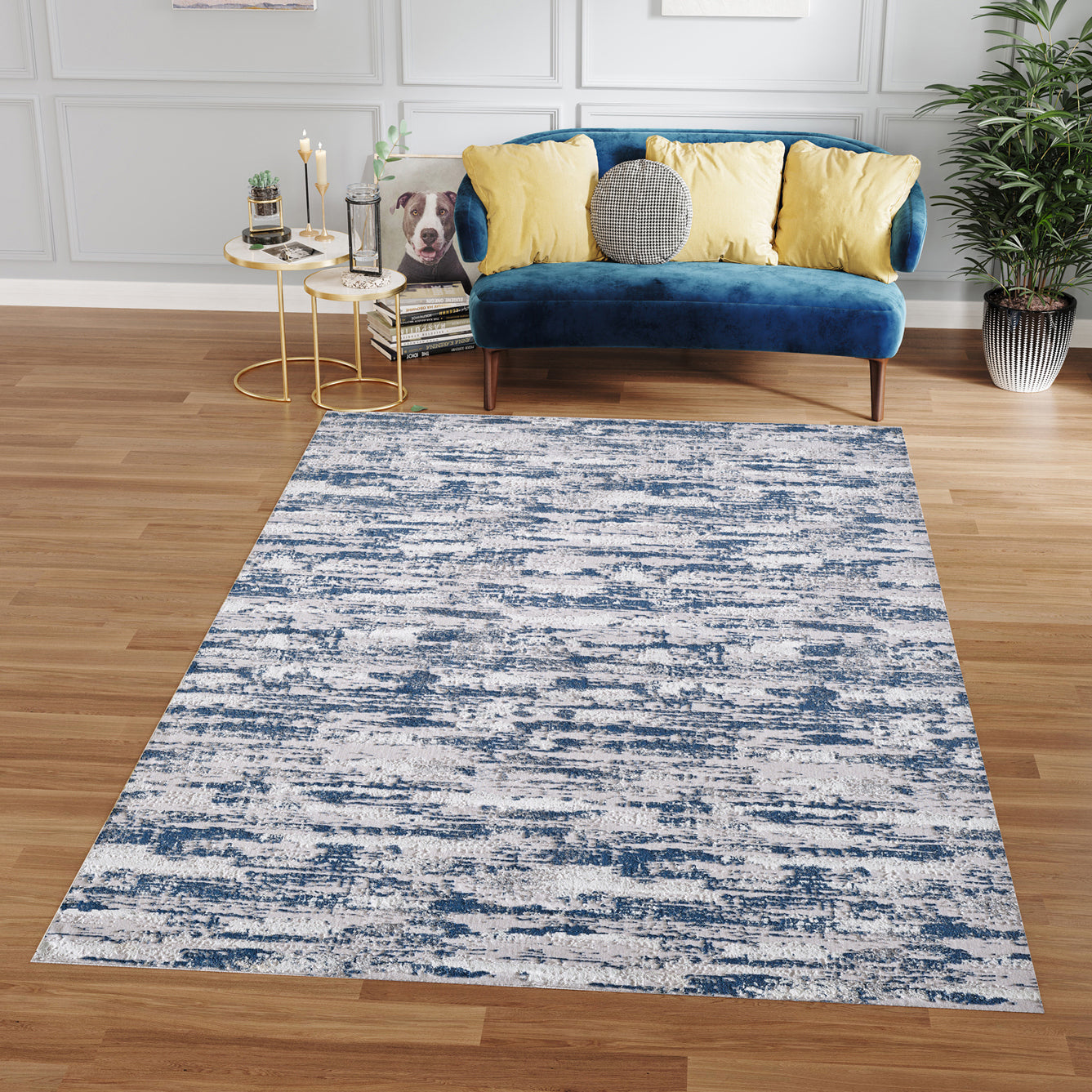 Milano Nautical Navy Blue Area Rug 5X8