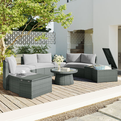 10-Piece Outdoor Sectional Half Round (light gray)