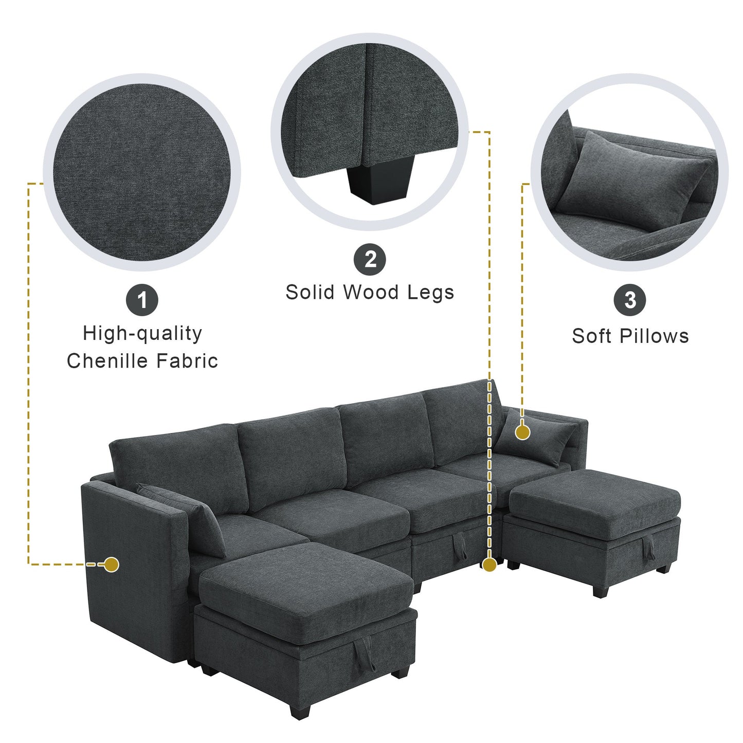 Chenille Modular Sectional Sofa