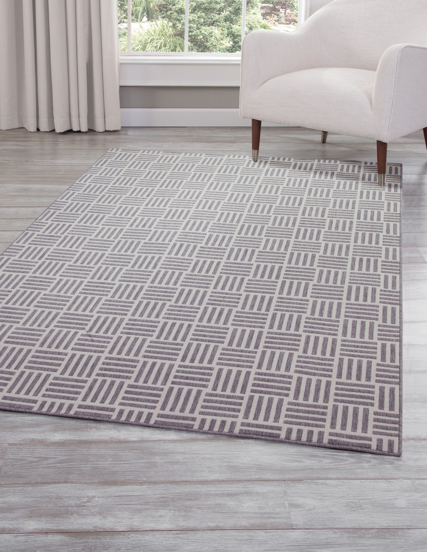 Nantucket White and Gray Area Rug 5X8