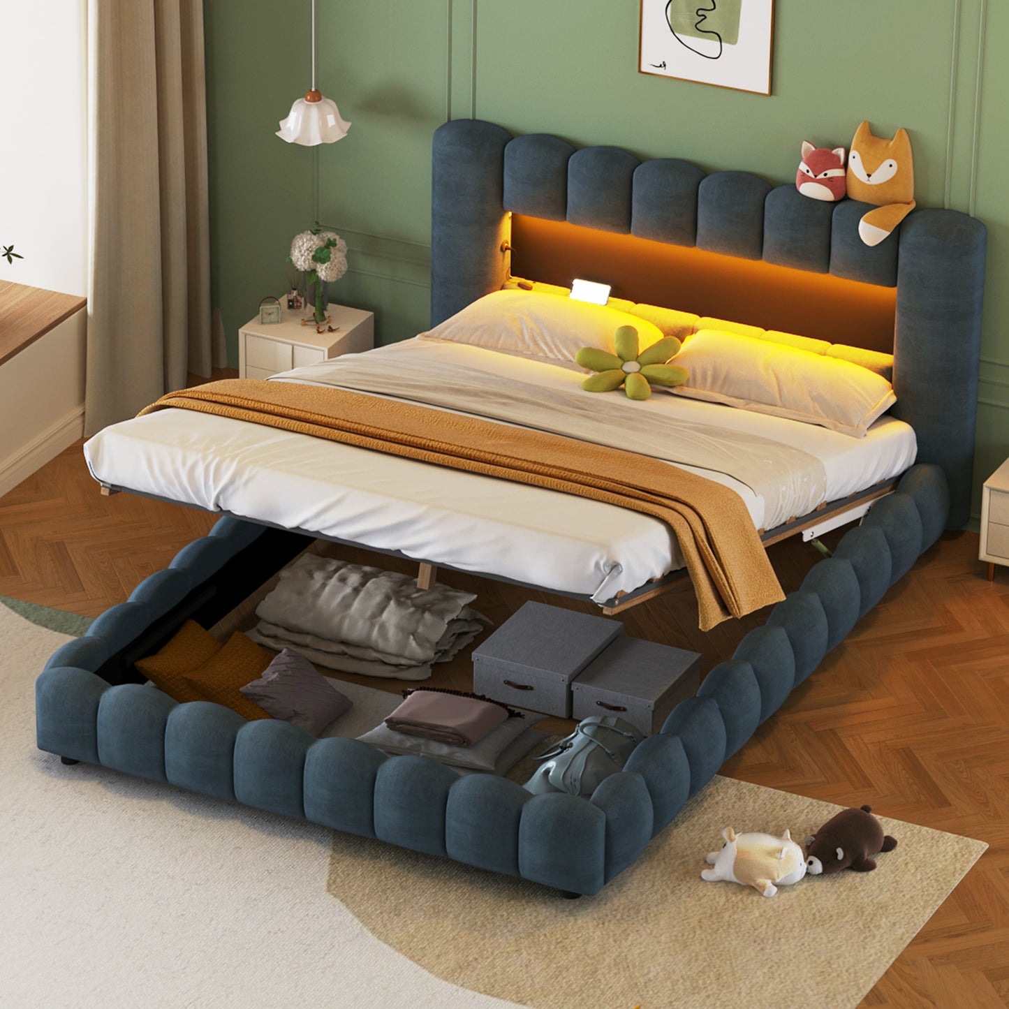 Tululla Queen Bed (blue)