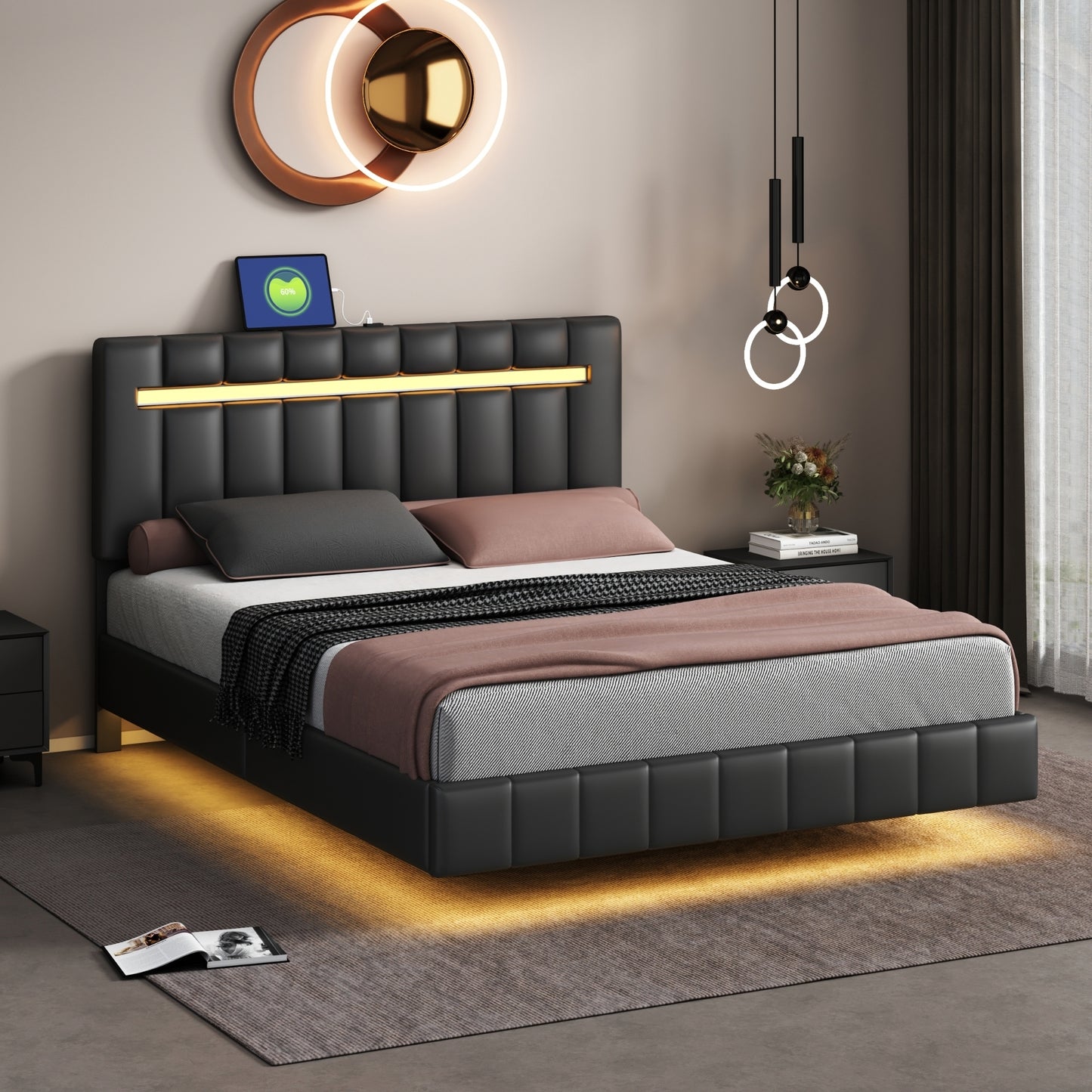 Floating Queen Bed (black)