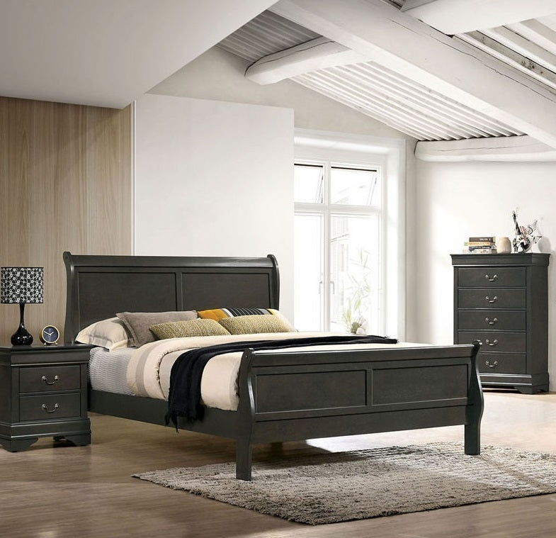 Louis Phillipe C. King Bed (gray)