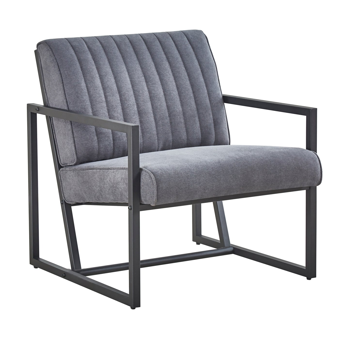 Lined Gray Accent Chair